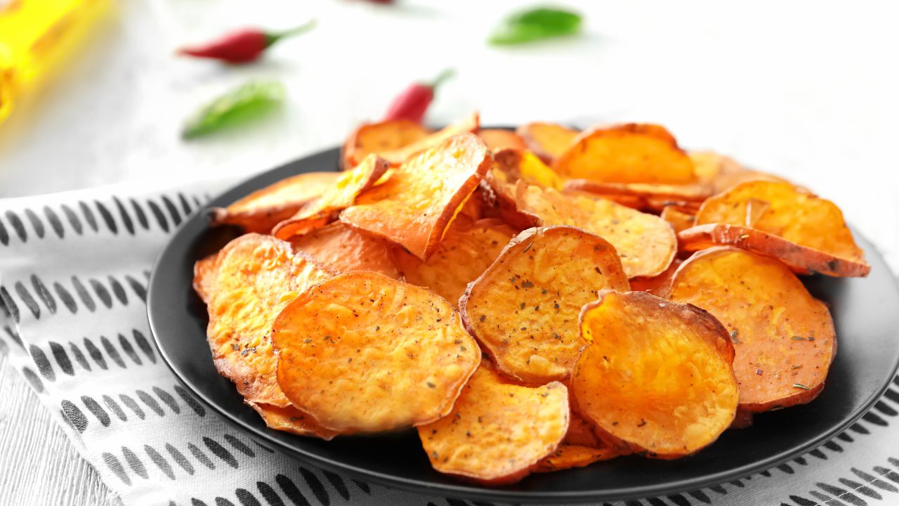 receita de batata doce chips na airfryer