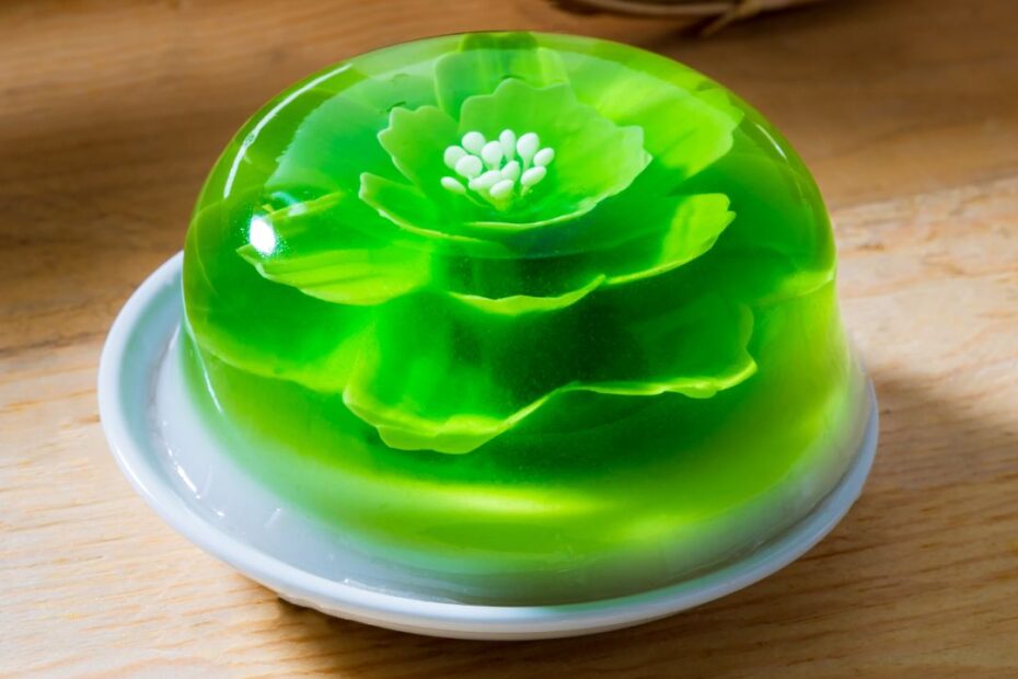 bolo transparente de gelatina