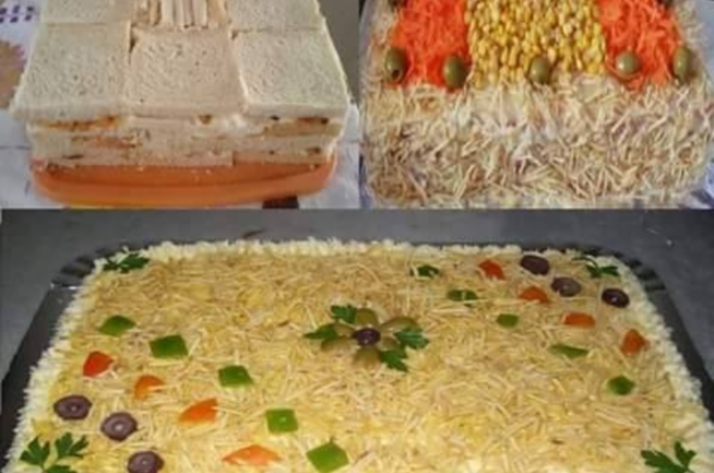Torta fria de pão de forma com frango